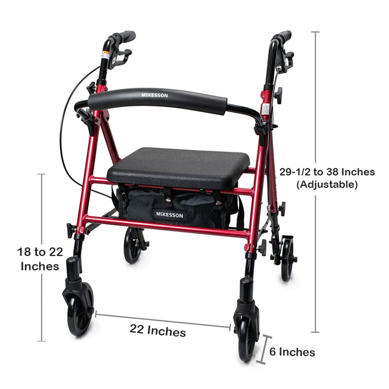 McKesson Universal Height Four-Wheel Rollator 