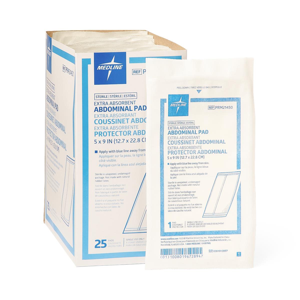 Medline Abdominal (ABD) Pads 5" x 9" Each 