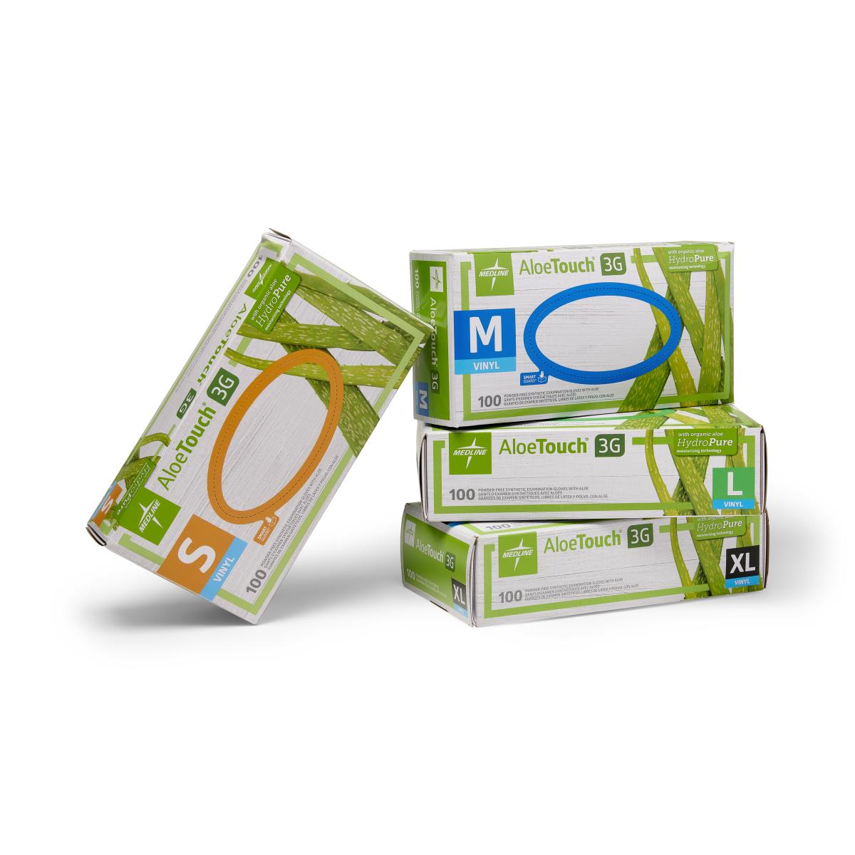 Medline AloeTouch 3G Vinyl Exam Gloves S Box of 100 