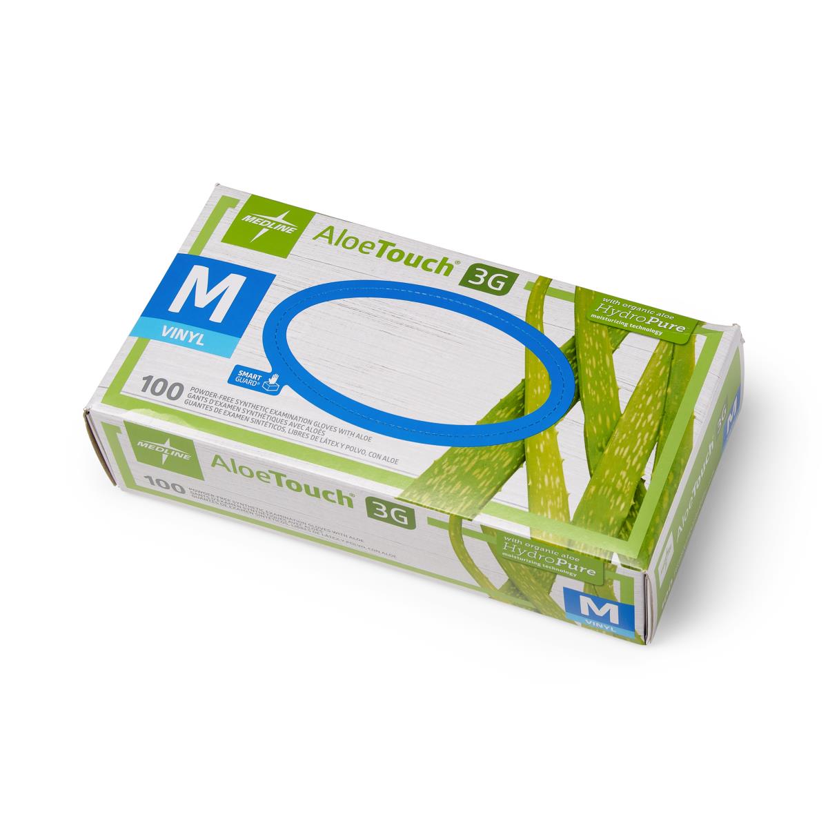 Medline AloeTouch 3G Vinyl Exam Gloves S Box of 100 