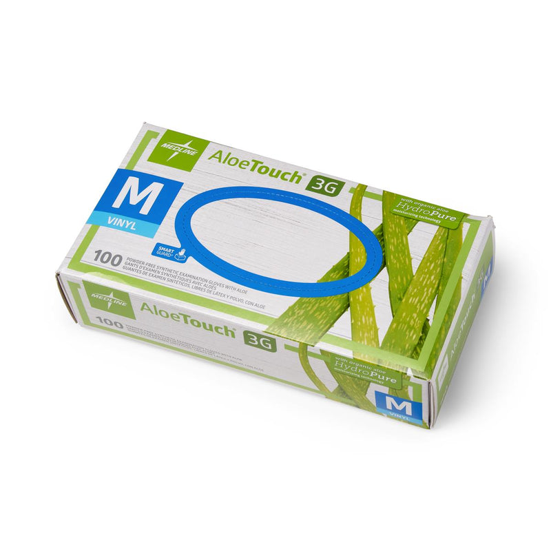 Medline AloeTouch 3G Vinyl Exam Gloves S Box of 100 