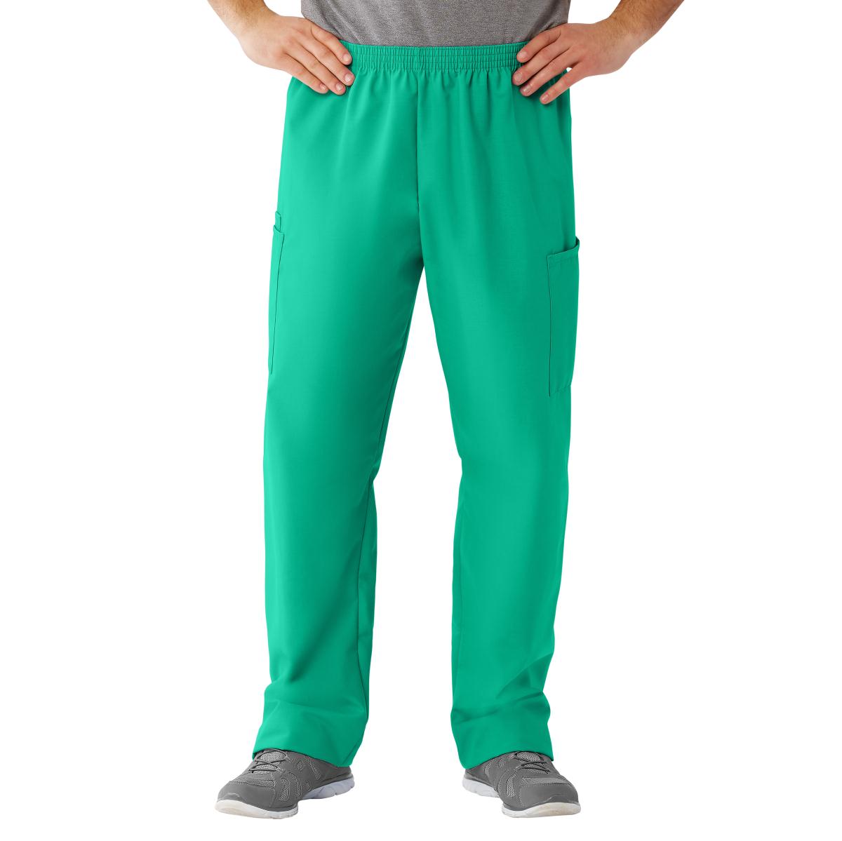 Medline AngelStat Unisex Cargo Scrub Pants with Elastic Waist Tall/Long Length 34" Inseam Ceil Blue S 