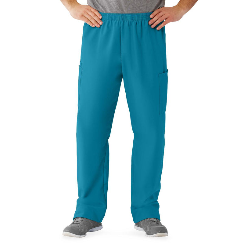 Medline AngelStat Unisex Cargo Scrub Pants with Elastic Waist Medium Length 32" Inseam Ceil Blue XS 