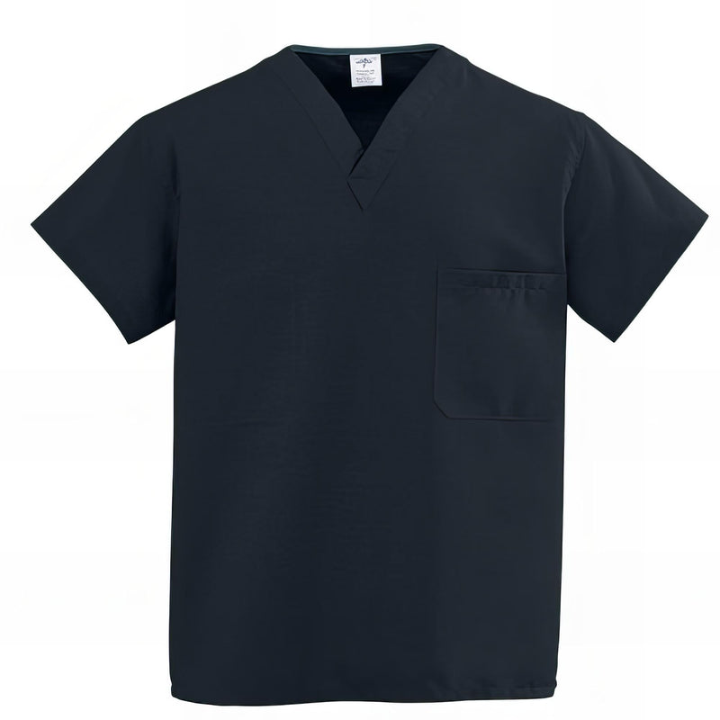 Medline AngelStat Unisex Reversible V Neck Scrub Tops with 1 Pockets Black XS 