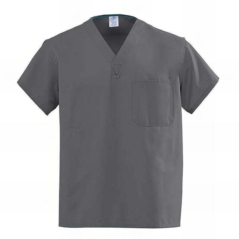 Medline AngelStat Unisex Reversible V Neck Scrub Tops with 1 Pockets Charcoal