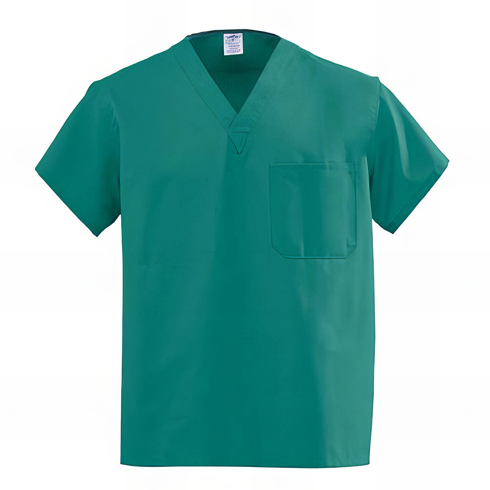 Medline AngelStat Unisex Reversible V Neck Scrub Tops with 1 Pockets Emerald