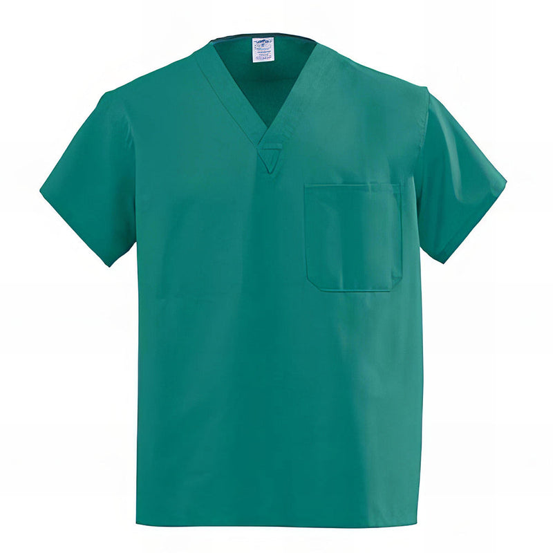 Medline AngelStat Unisex Reversible V Neck Scrub Tops with 1 Pockets Emerald