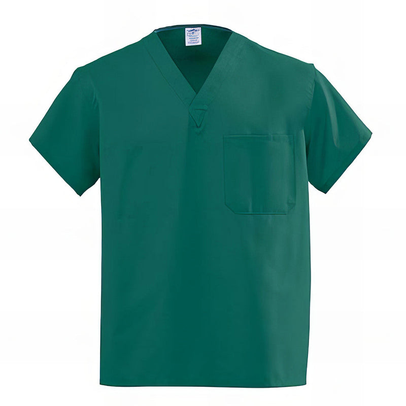 Medline AngelStat Unisex Reversible V Neck Scrub Tops with 1 Pockets Hunter green