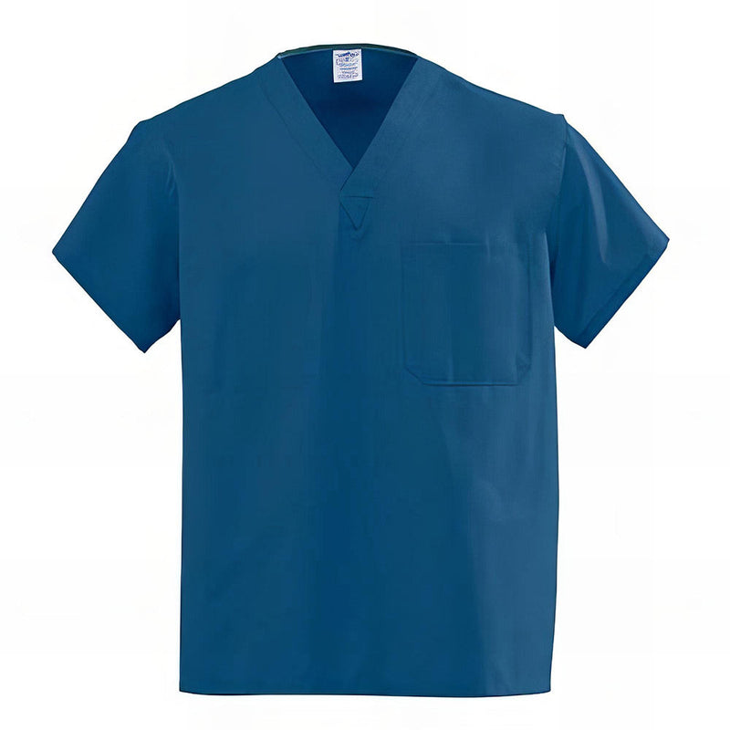 Medline AngelStat Unisex Reversible V Neck Scrub Tops with 1 Pockets Navy