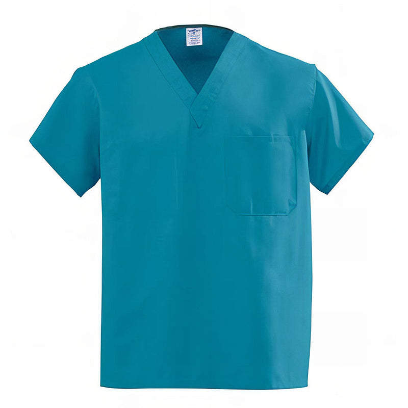 Medline AngelStat Unisex Reversible V Neck Scrub Tops with 1 Pockets Peacock