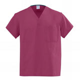 Medline AngelStat Unisex Reversible V Neck Scrub Tops with 1 Pockets Raspberry
