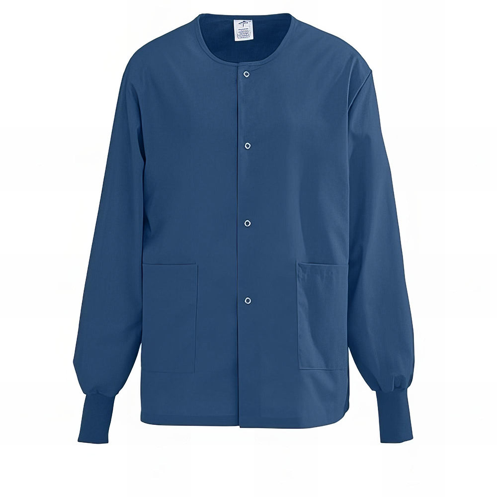 Medline AngelStat Unisex Snap Front Warm Up Scrub Jackets Black XS 