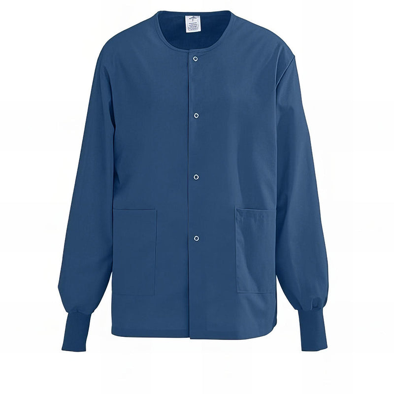 Medline AngelStat Unisex Snap Front Warm Up Scrub Jackets Black XS 