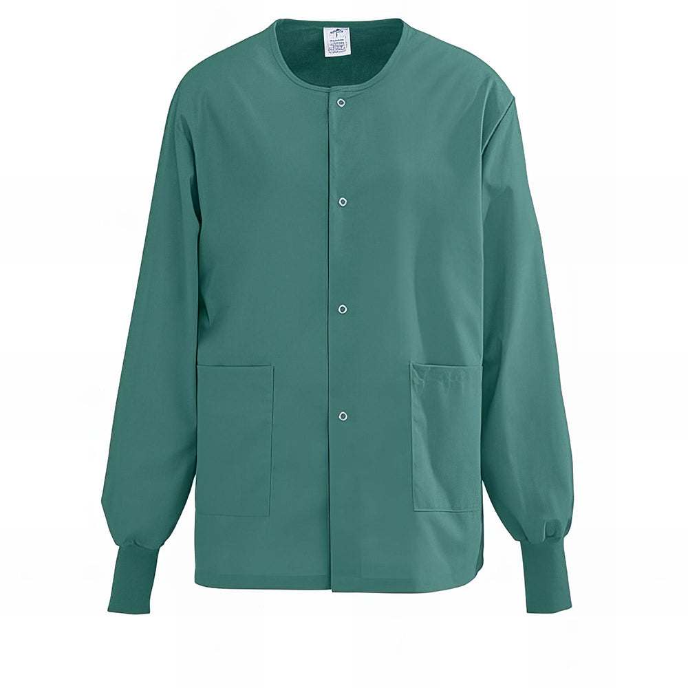 Medline AngelStat Unisex Snap Front Warm Up Scrub Jackets Black XS 