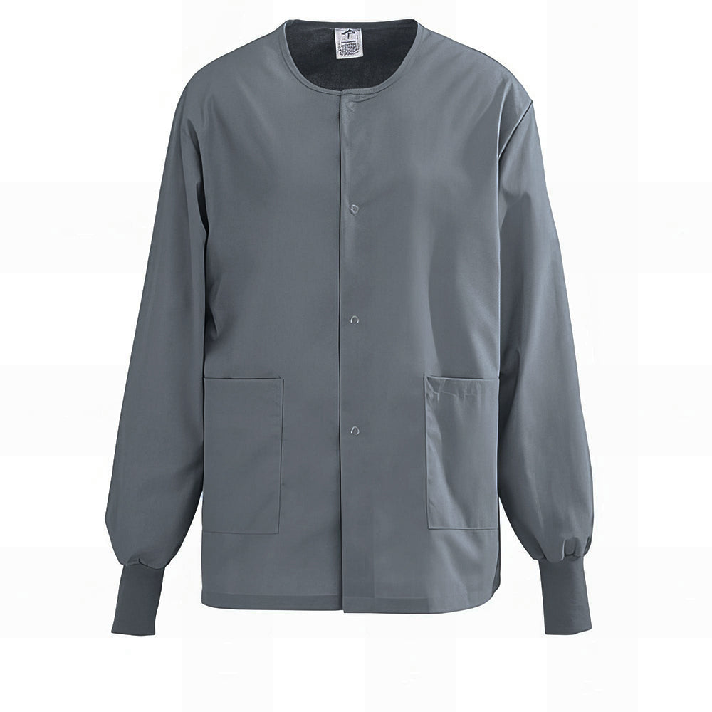 Medline AngelStat Unisex Snap Front Warm Up Scrub Jackets Black XS 