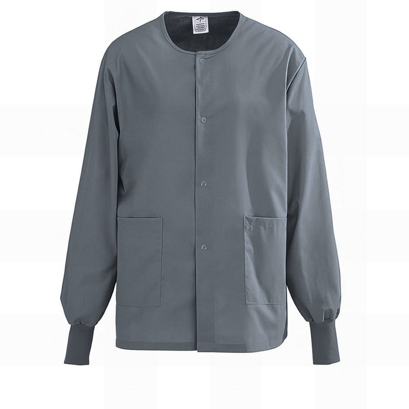 Medline AngelStat Unisex Snap Front Warm Up Scrub Jackets Black XS 