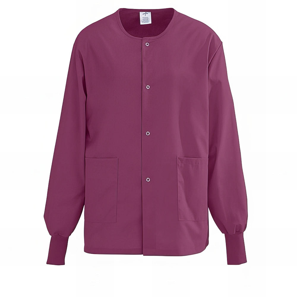 Medline AngelStat Unisex Snap Front Warm Up Scrub Jackets Black XS 