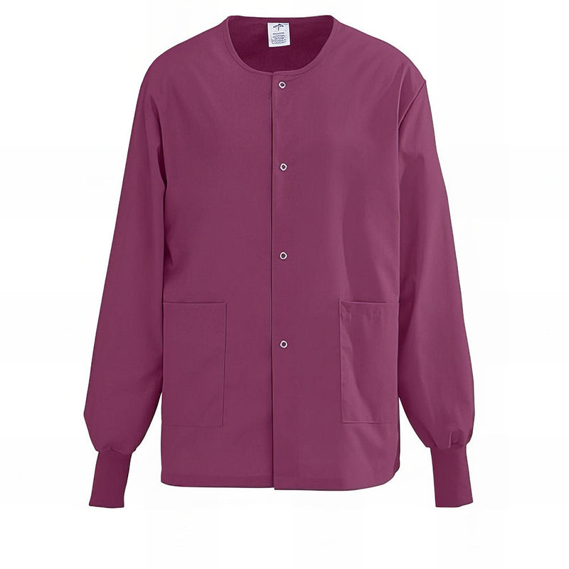 Medline AngelStat Unisex Snap Front Warm Up Scrub Jackets Black XS 