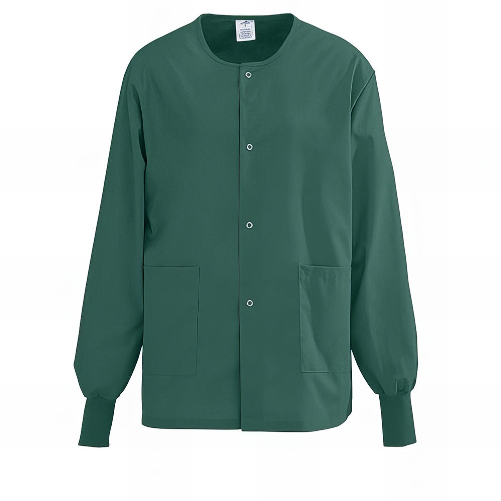 Medline AngelStat Unisex Snap Front Warm Up Scrub Jackets Black XS 