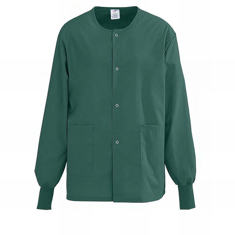 Medline AngelStat Unisex Snap Front Warm Up Scrub Jackets Black XS 