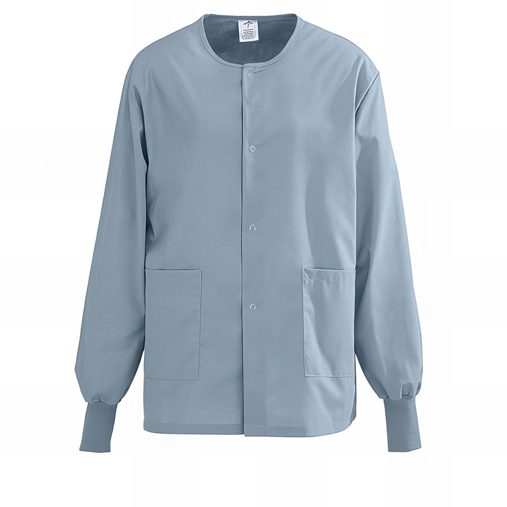 Medline AngelStat Unisex Snap Front Warm Up Scrub Jackets Black XS 