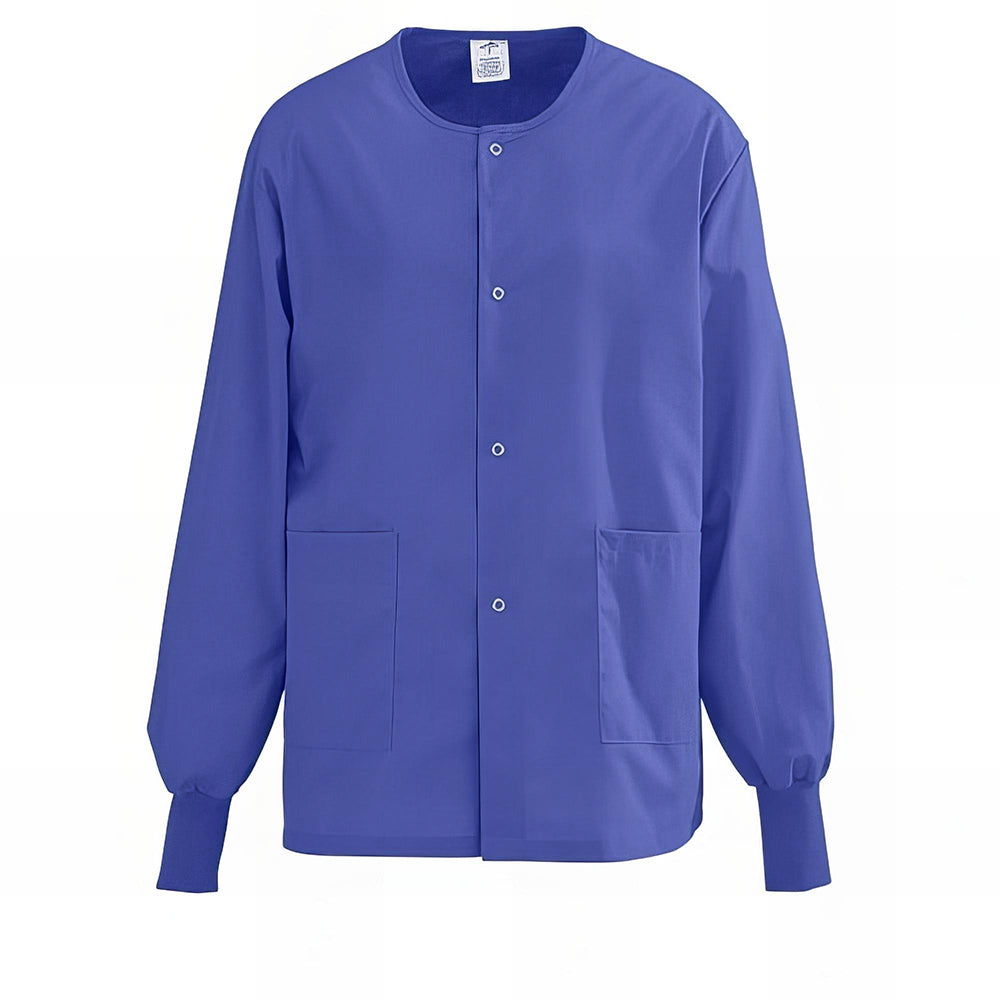 Medline AngelStat Unisex Snap Front Warm Up Scrub Jackets Black XS 