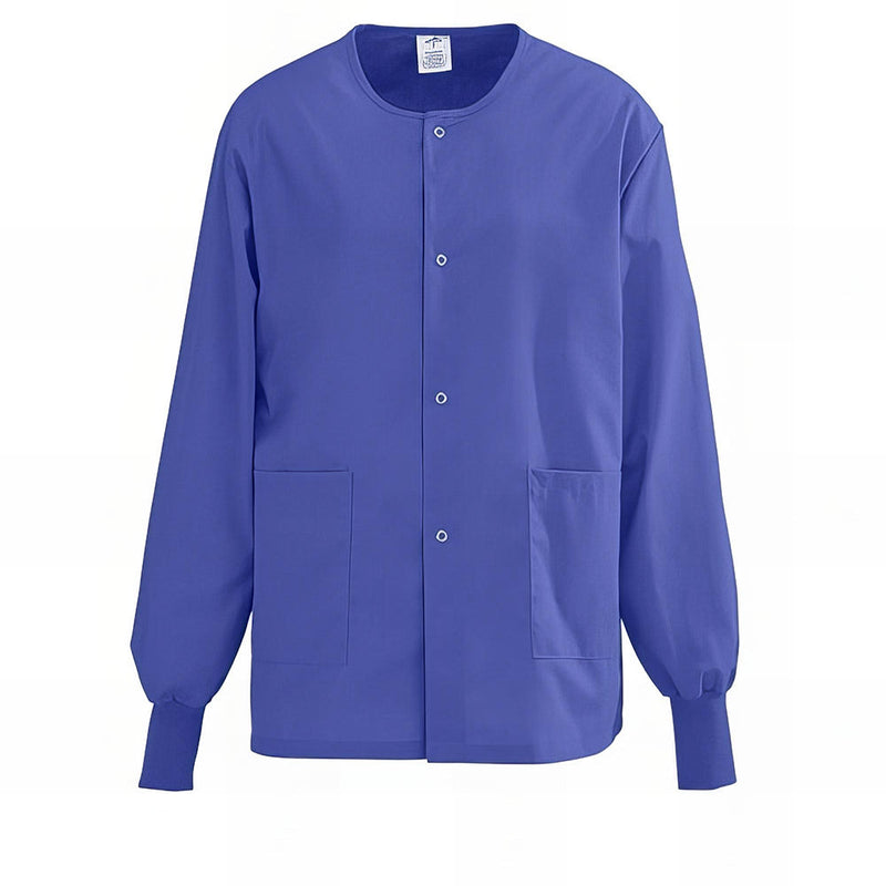 Medline AngelStat Unisex Snap Front Warm Up Scrub Jackets Black XS 