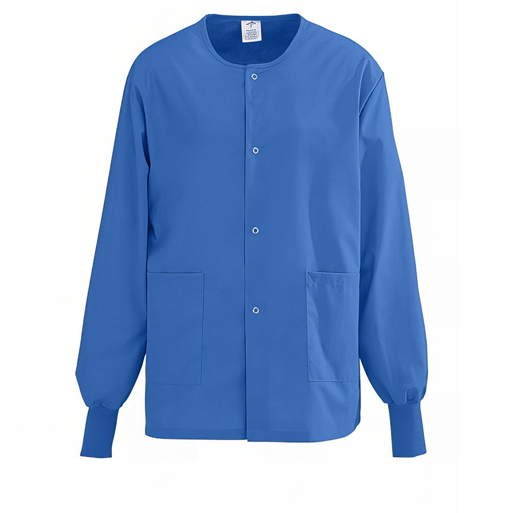 Medline AngelStat Unisex Snap Front Warm Up Scrub Jackets Black XS 