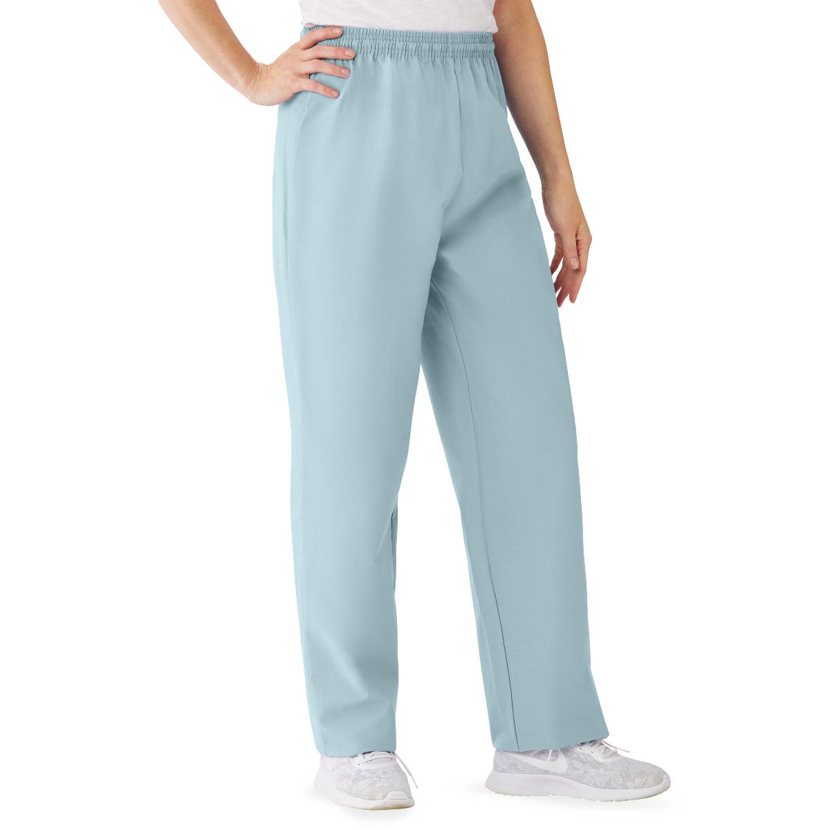 Medline AngelStat Women's Elastic Waist Scrub Pants with Drawstring Ceil Blue XS 