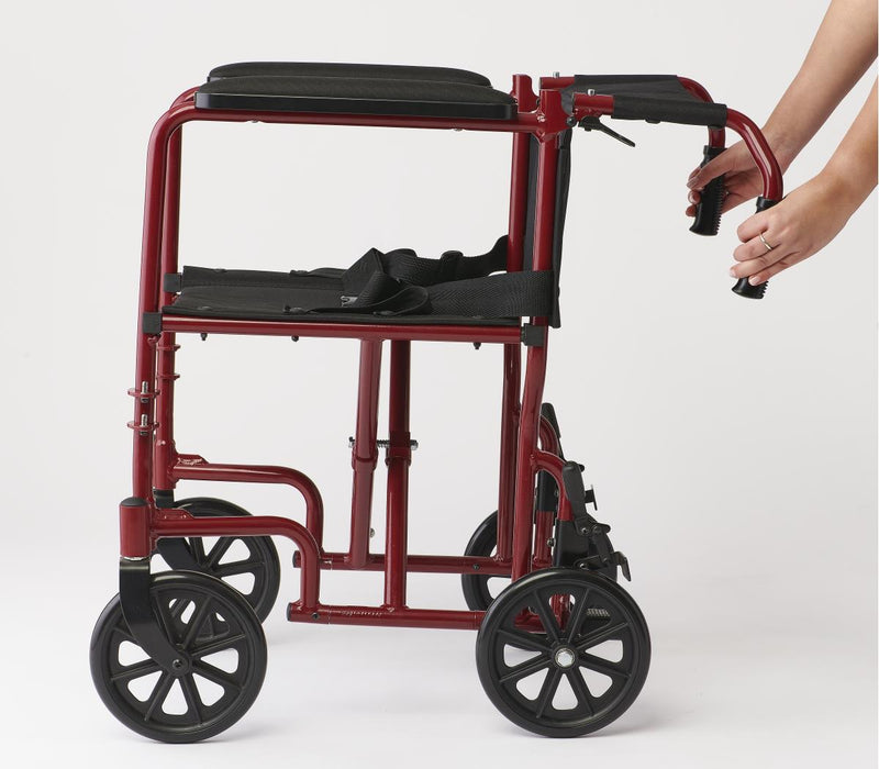 Medline Basic Aluminum Transport Chair with 8" Wheels Blue 