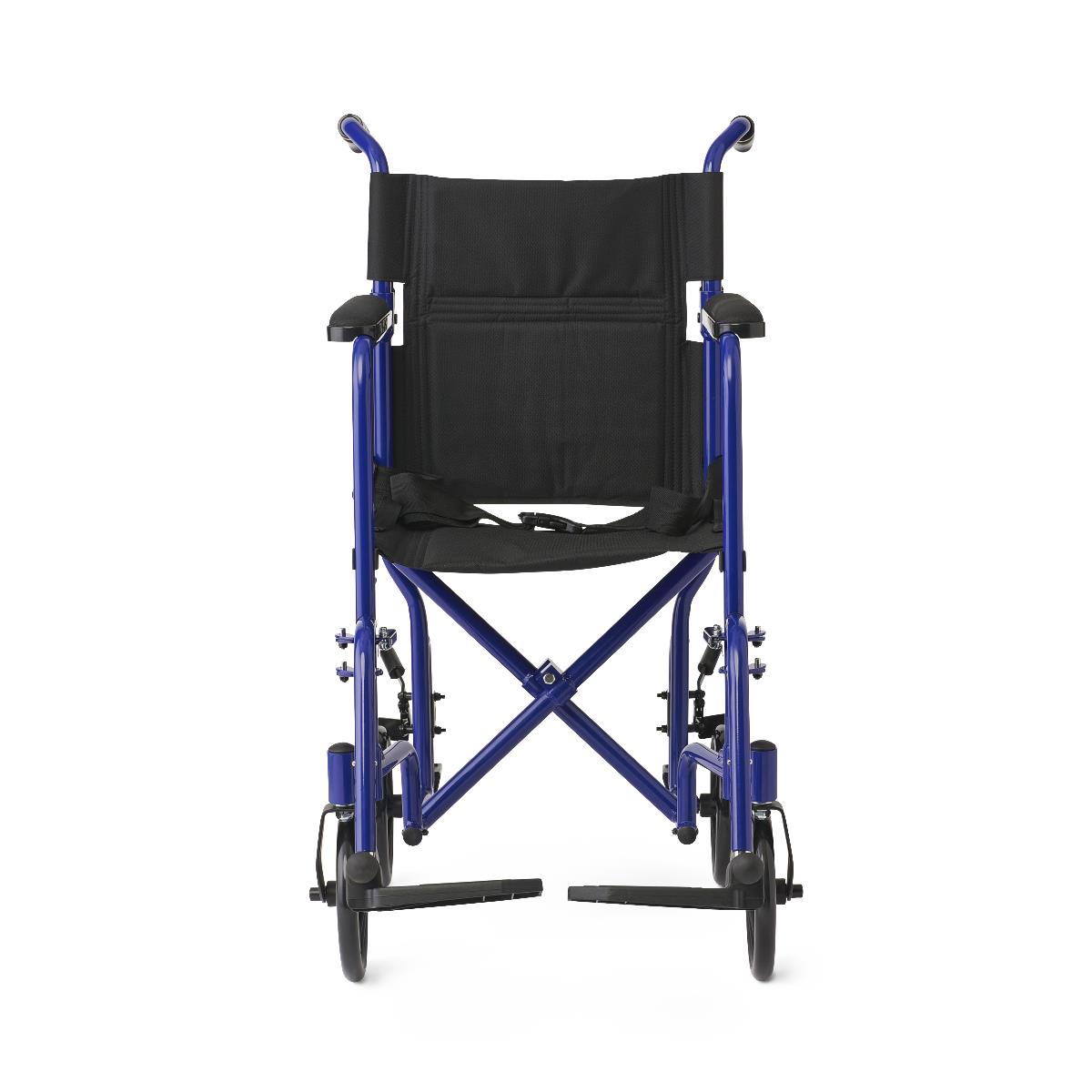 Medline Basic Aluminum Transport Chair with 8" Wheels Blue 