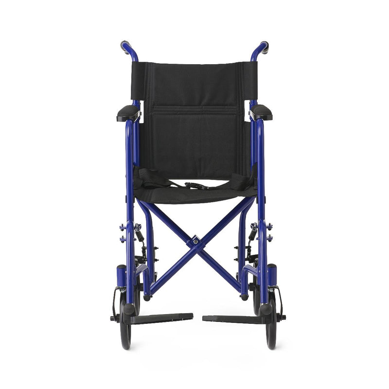 Medline Basic Aluminum Transport Chair with 8" Wheels Blue 
