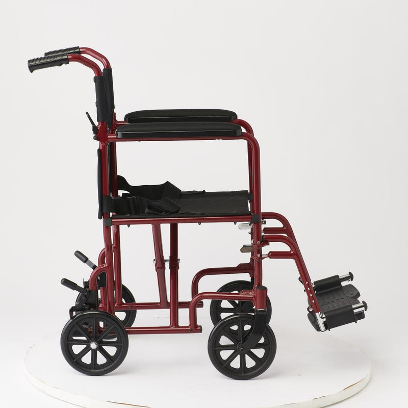 Medline Basic Aluminum Transport Chair with 8" Wheels Blue 