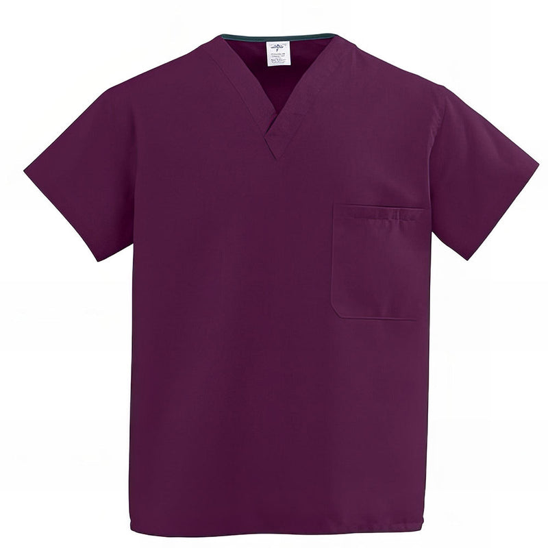 Medline ComfortEase Unisex Reversible Scrub Tops with 2 Pockets Black XS 