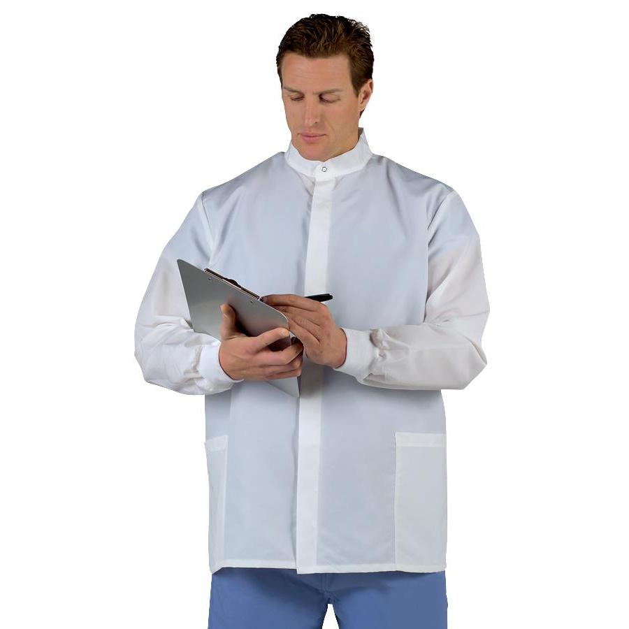 Medline Fluid-Resistant Unisex Barrier Short Lab Coats S White 