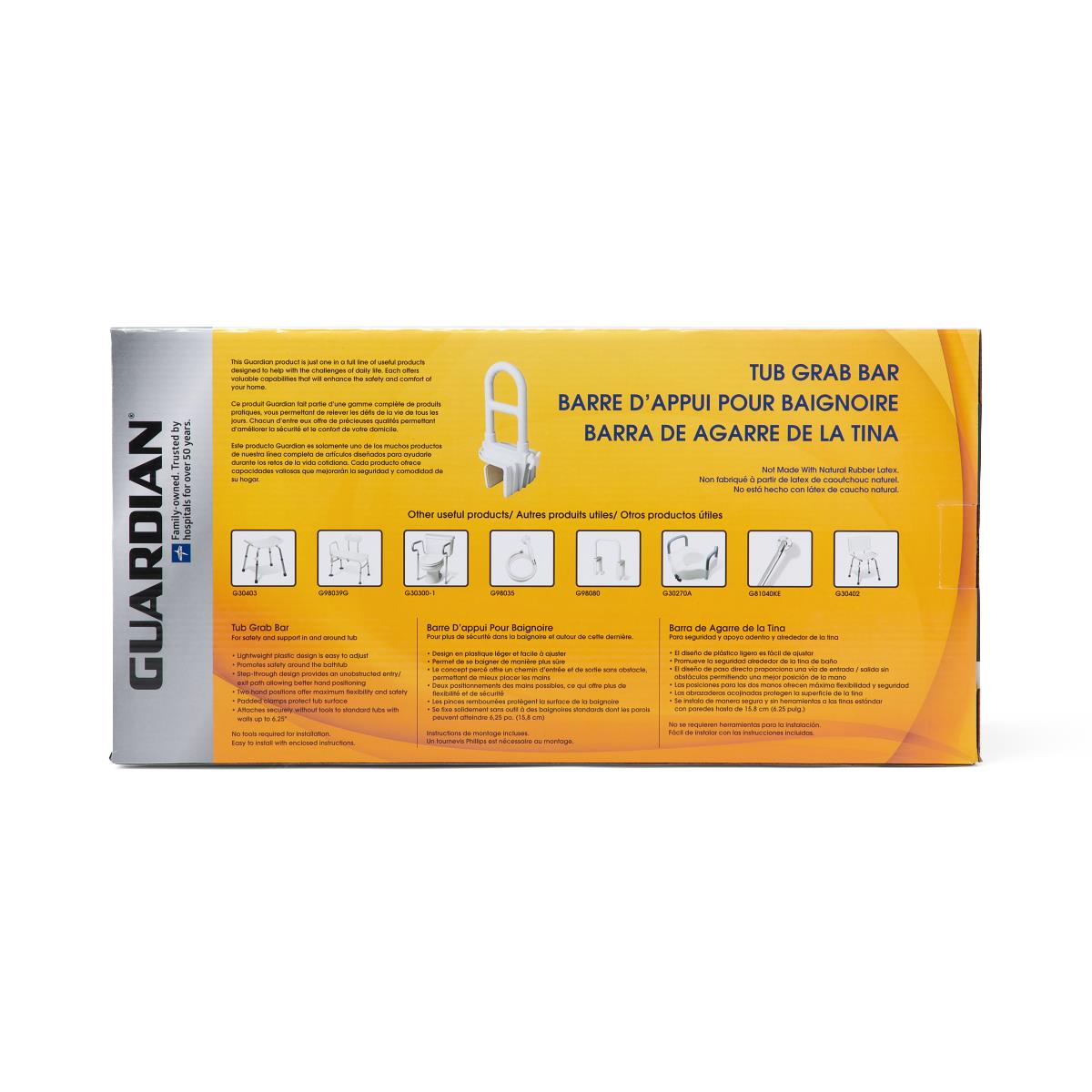 Guardian® Deluxe Bathtub Grab Bars with Microban Case of 2 Gray 