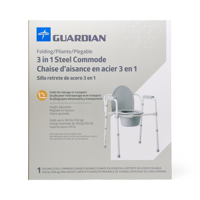 Guardian® Folding 3-in-1 Steel Commode Each 