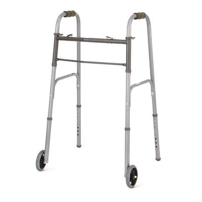 Guardian® Two-Button Folding Walker with 5" Wheels Aluminum 