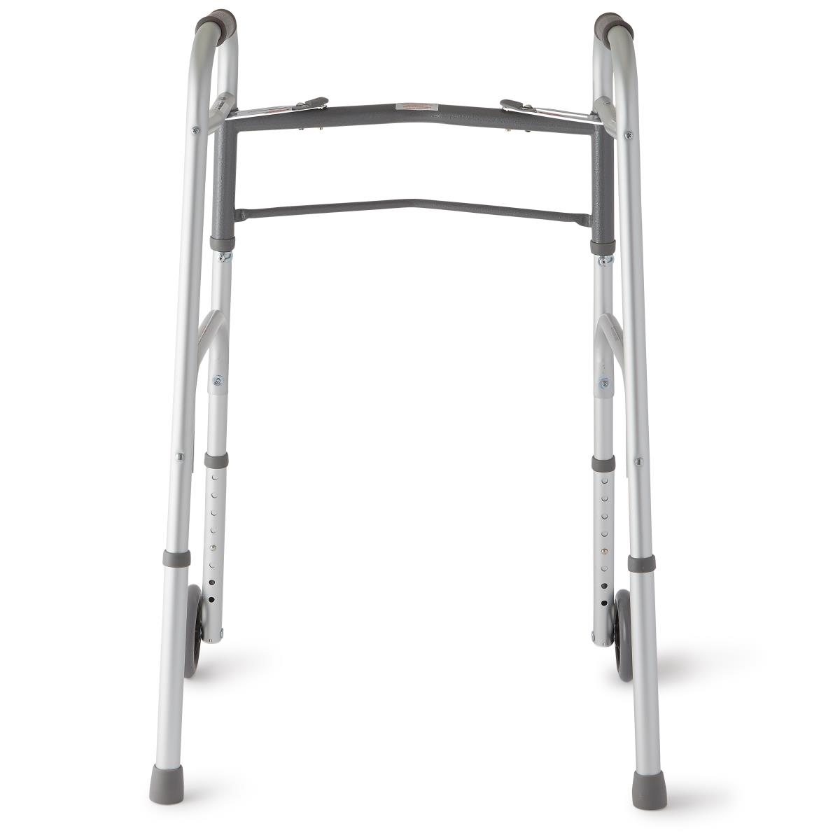 Guardian® Two-Button Folding Walker with 5" Wheels Aluminum 