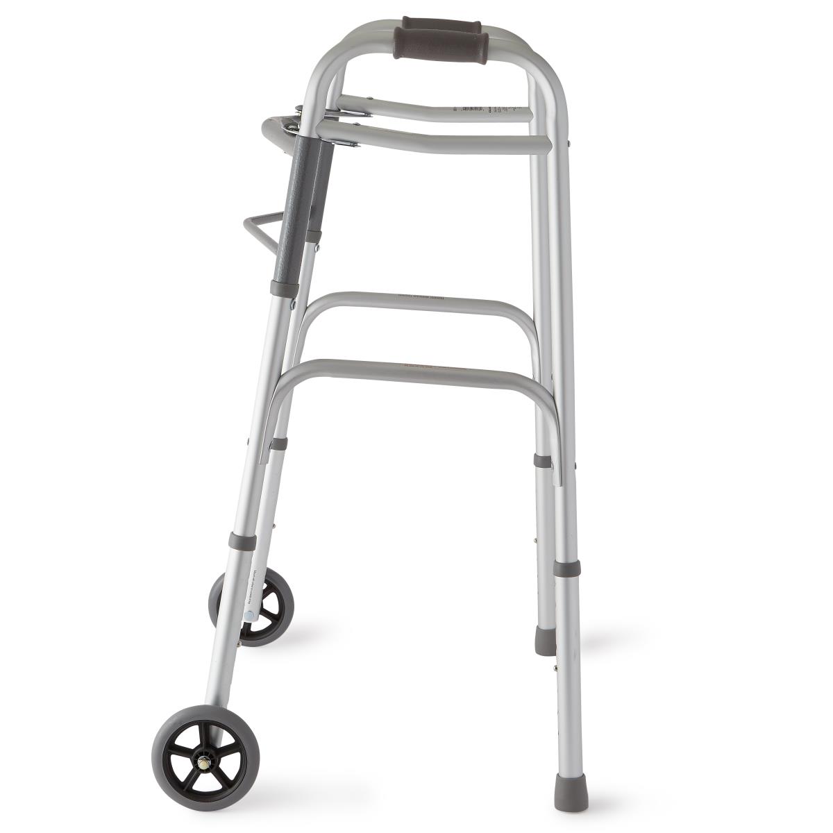 Guardian® Two-Button Folding Walker with 5" Wheels Aluminum 