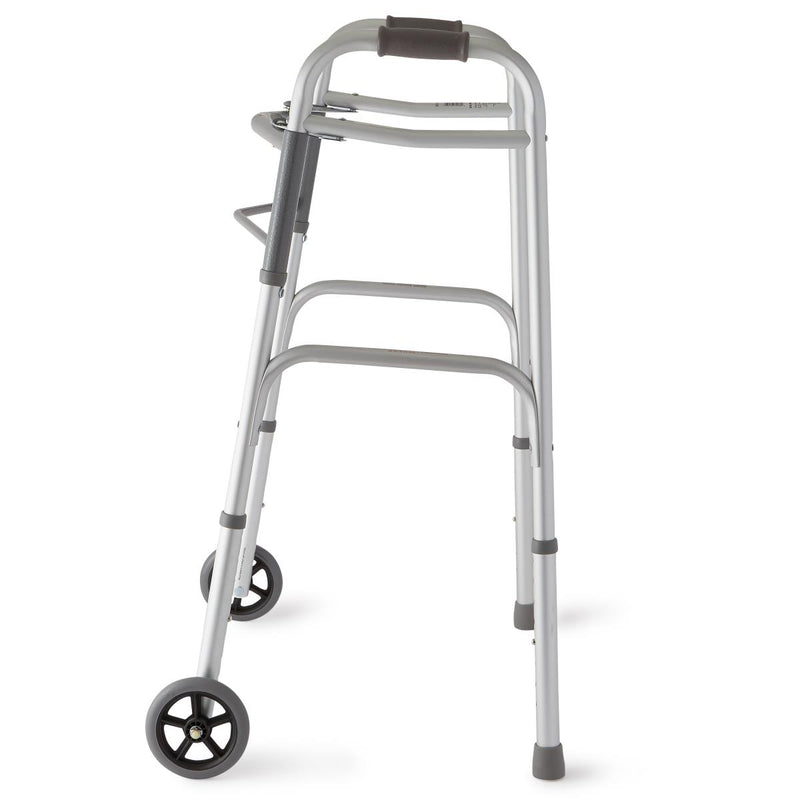 Guardian® Two-Button Folding Walker with 5" Wheels Aluminum 