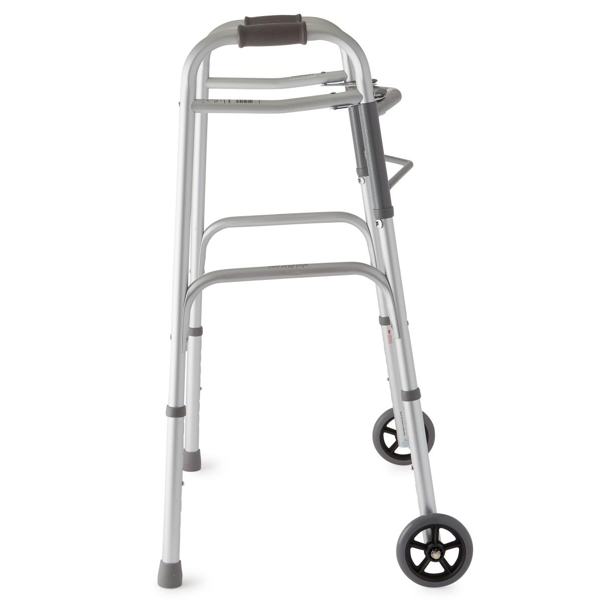 Guardian® Two-Button Folding Walker with 5" Wheels Aluminum 