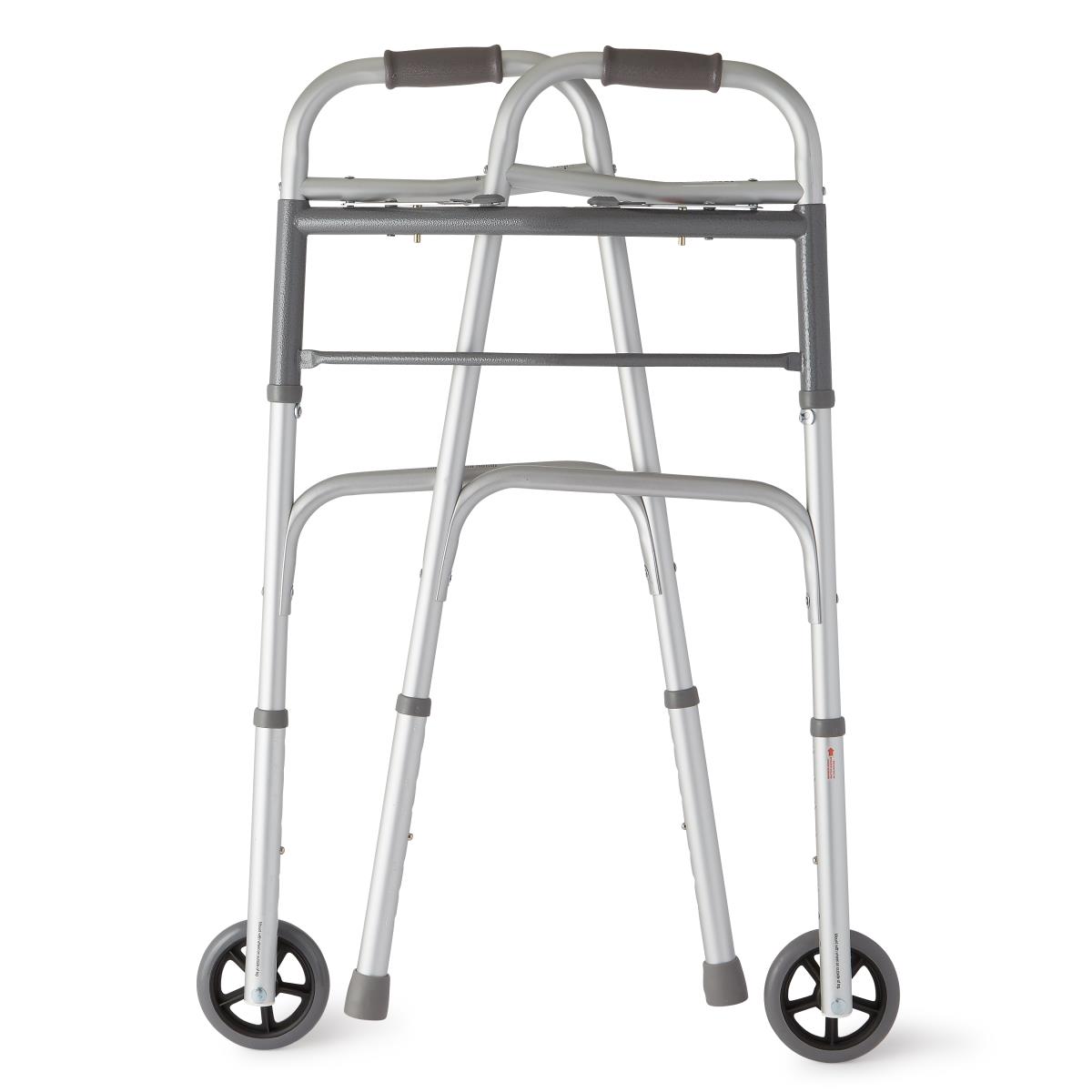 Guardian® Two-Button Folding Walker with 5" Wheels Aluminum 