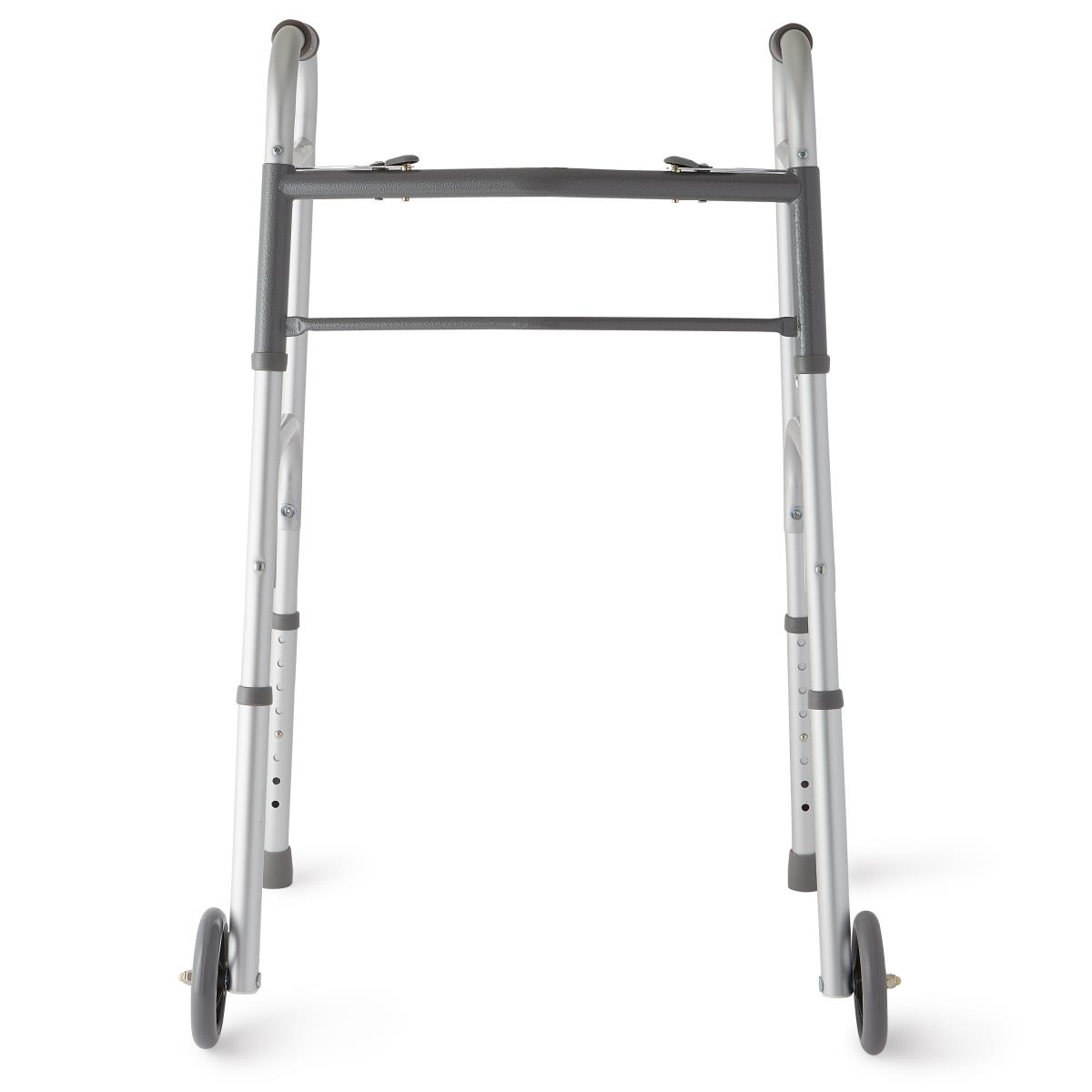 Guardian® Two-Button Folding Walker with 5" Wheels Aluminum 