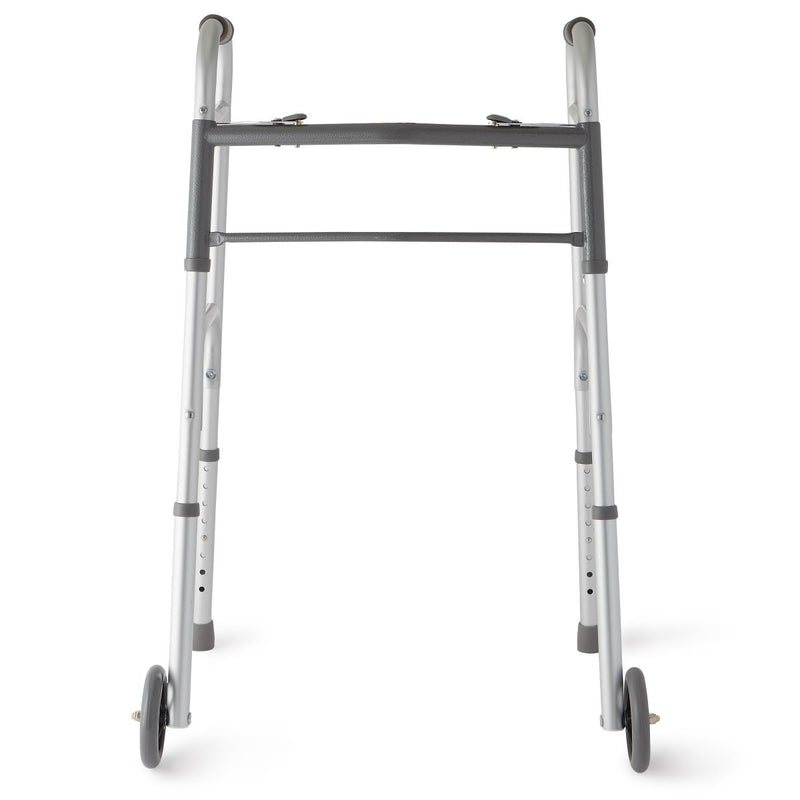 Guardian® Two-Button Folding Walker with 5" Wheels Aluminum 