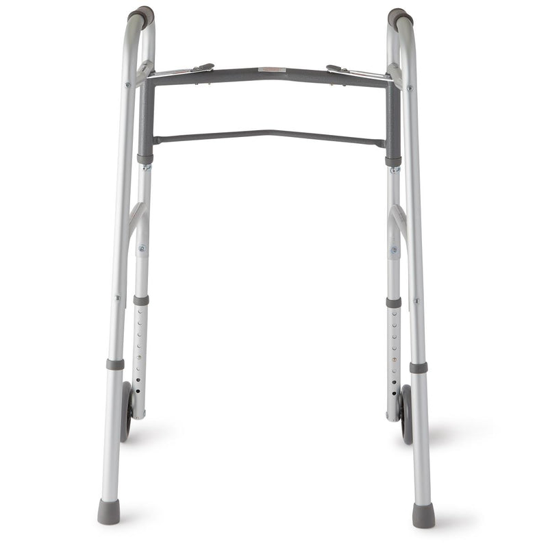 Guardian® Two-Button Folding Walker with 5" Wheels Aluminum 