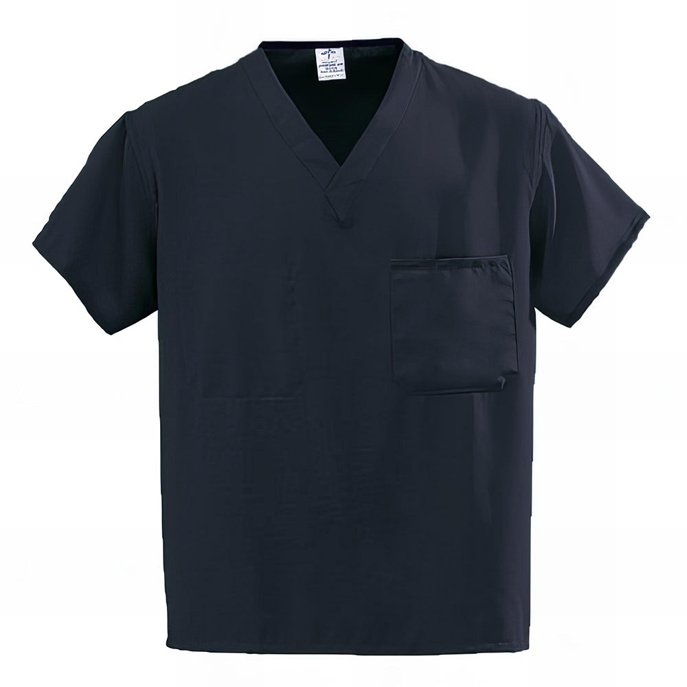 Medline PerforMAX Unisex Reversible V-Neck Scrub Tops with 2 Pockets Black XS 