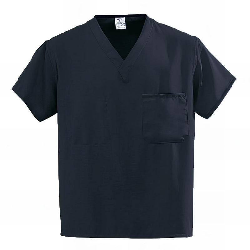 Medline PerforMAX Unisex Reversible V-Neck Scrub Tops with 2 Pockets Black XS 