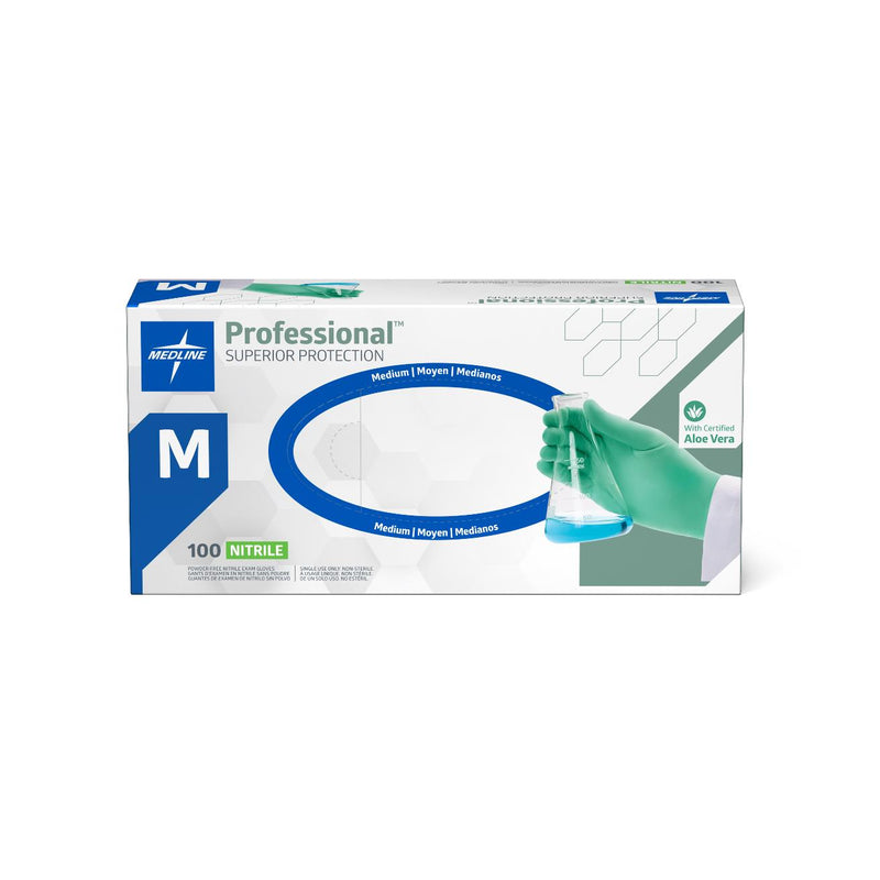 Medline Professional Nitrile Exam Gloves with Aloe S Box of 100 