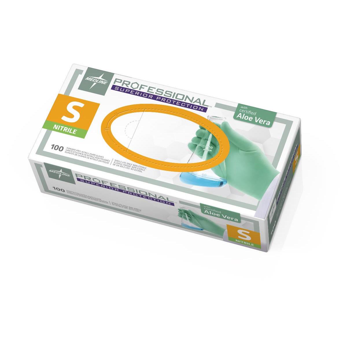 Medline Professional Nitrile Exam Gloves with Aloe S Box of 100 